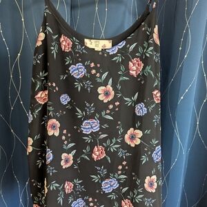 Hippie Rose Black Floral Camisole with Pink and Blue Blooms